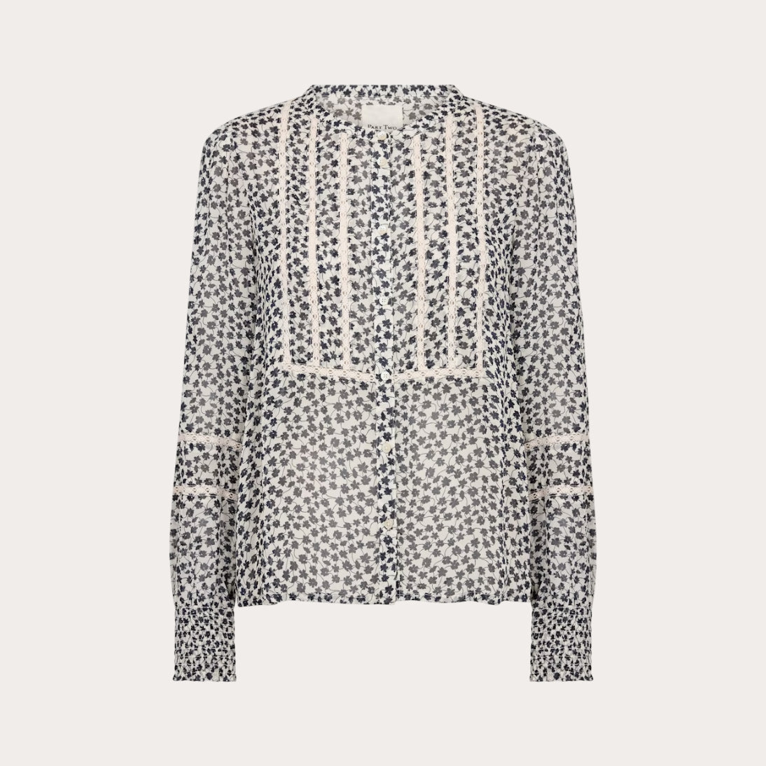 Part Two Nesma Regular Fit Blouse Navy Mini Grid Flower 30309499