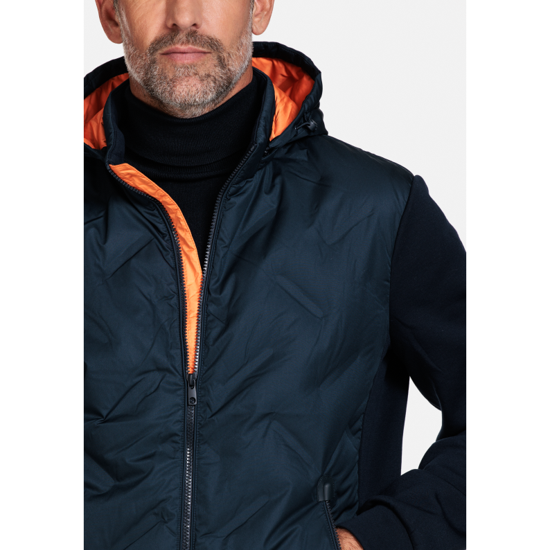 Giordano HYBRID DOWN BOMBER WITH REMOVEABLE HOOD 322628 Navy Orange Trim