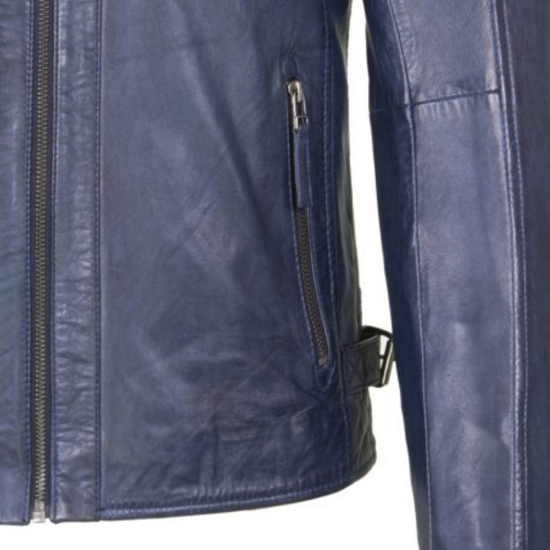 Helium Nappa Leather Biker Style Jacket Paolo in Navy