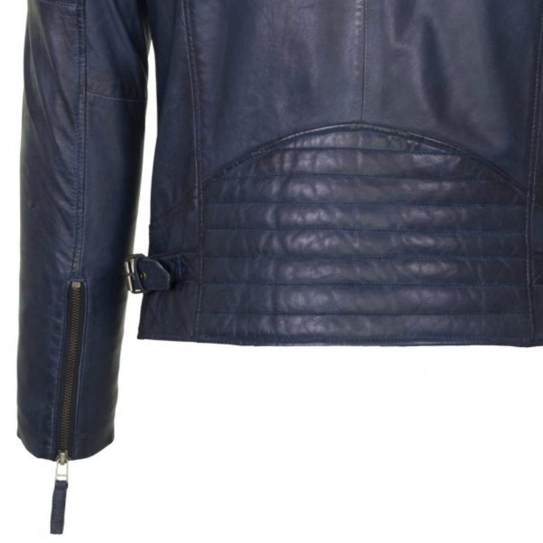 Helium Nappa Leather Biker Style Jacket Paolo in Navy