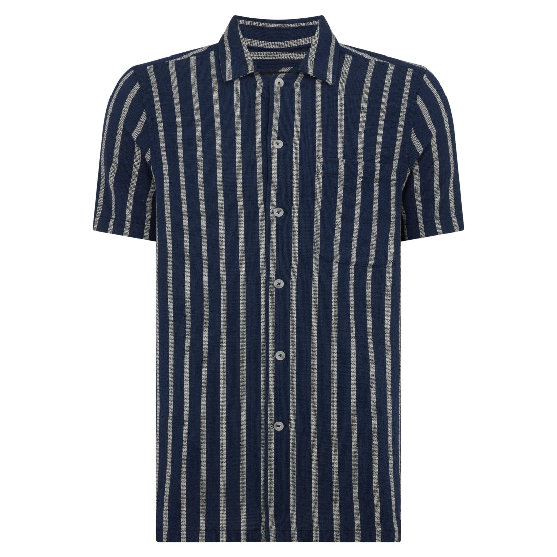 Remus Uomo Tapered Fit Striped Cotton-Blend Short Sleeve Shirt 13948