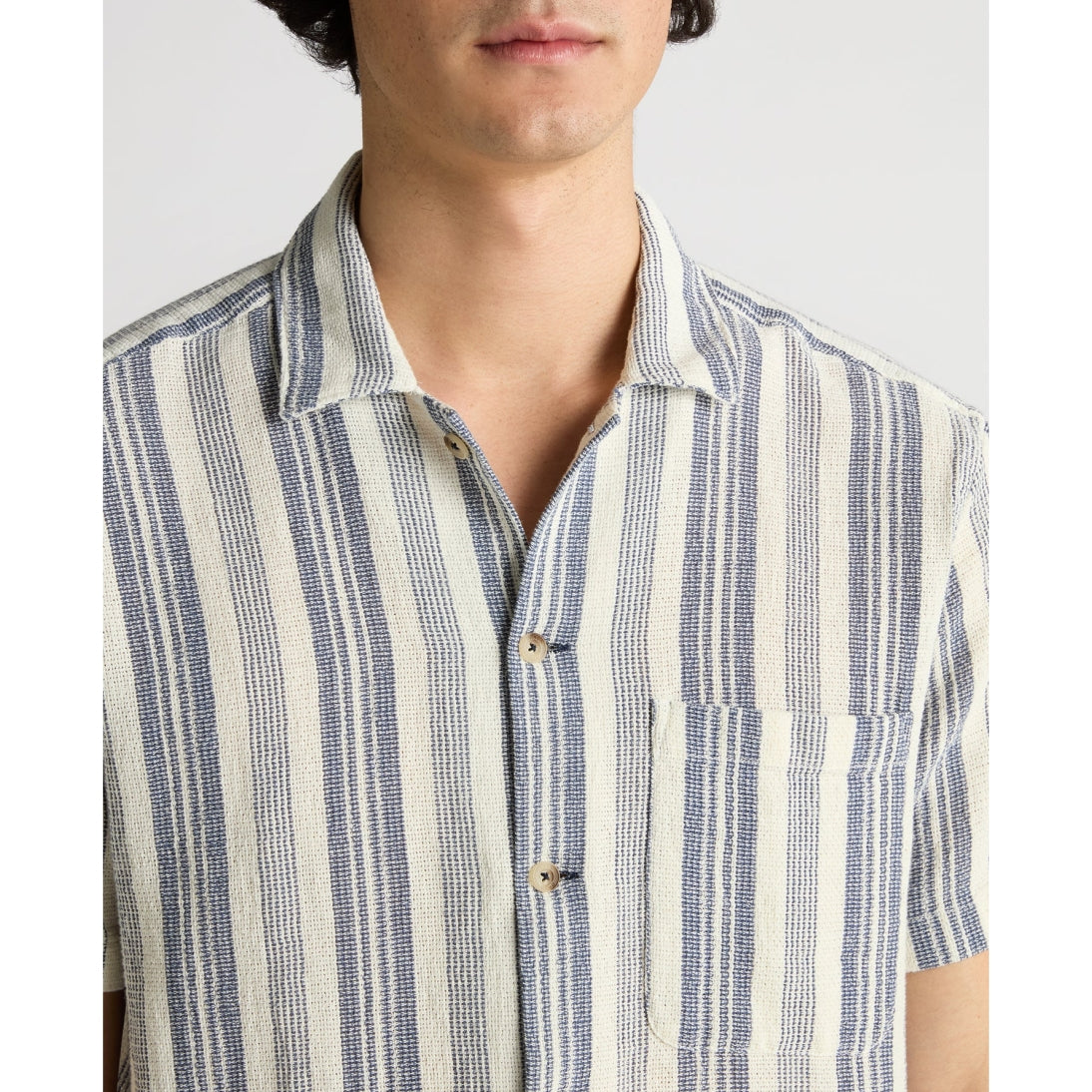 Remus Uomo Tapered Fit Woven Cotton Striped Short Sleeve Shirt 13947