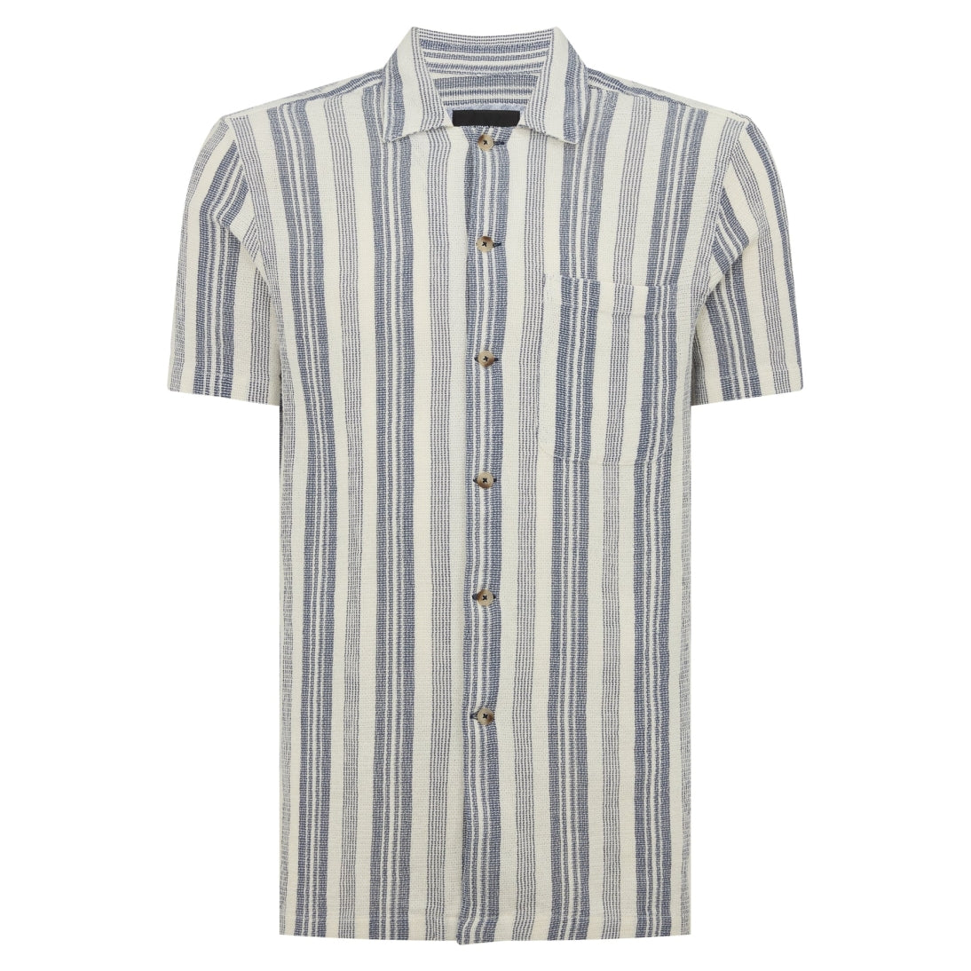 Remus Uomo Tapered Fit Woven Cotton Striped Short Sleeve Shirt 13947
