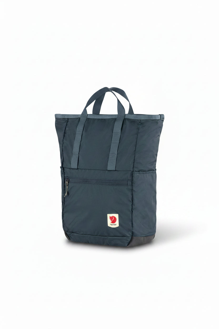 Blue backpack with a visible brand logo on a white background