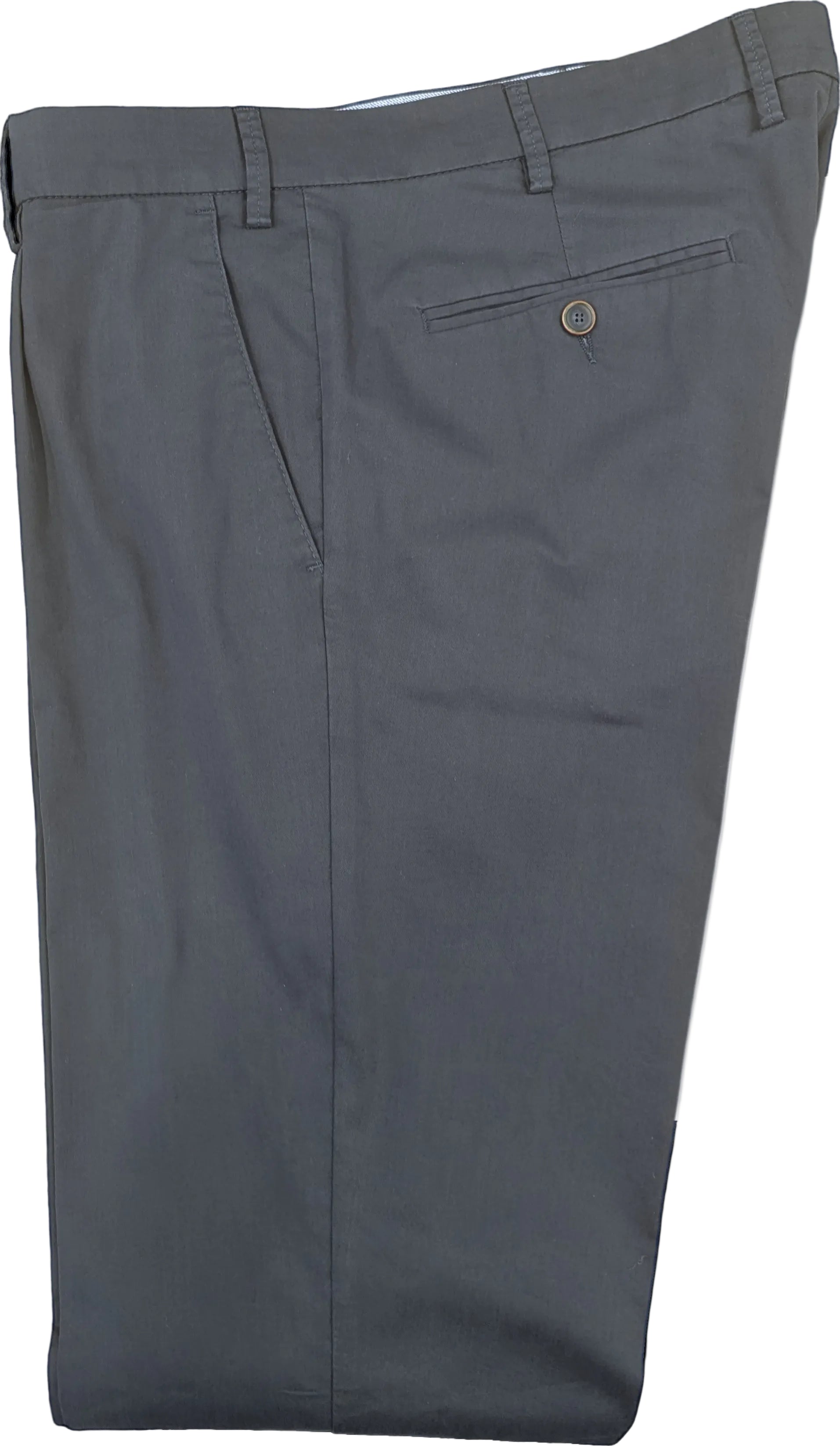 BRÜHL Ascot Navy Single Pleat Chino Trousers with Turn-Ups 186870
