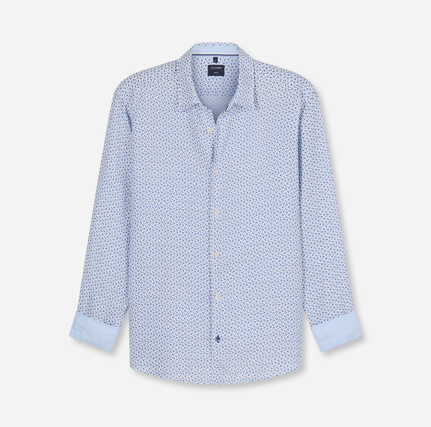 Light blue patterned shirt on a white background