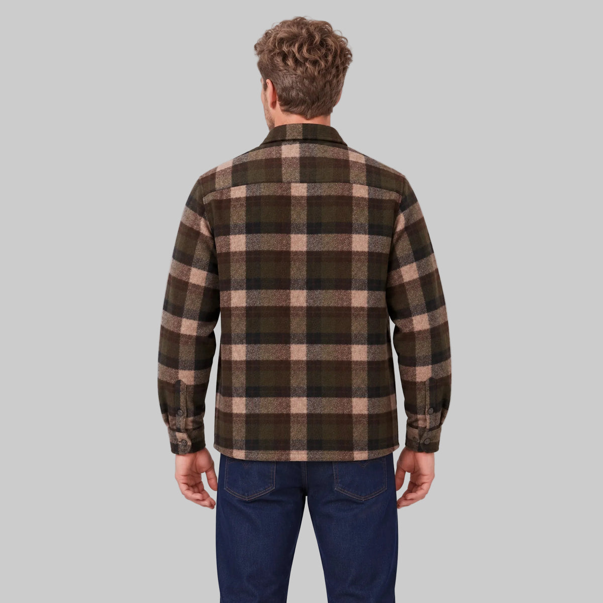 Giordano Taranto Brushed Check Overshirt in Brown &amp; Green 627506