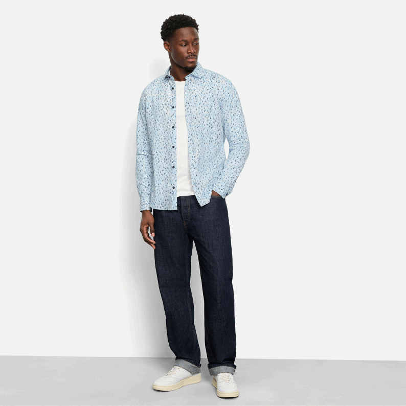 OLYMP Casual Shirt Regular Fit Kent in Marine Firs
