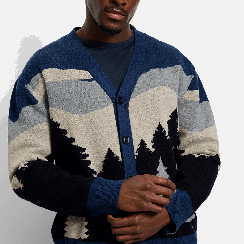 Olymp Cotton Wool Mountain Scene Cardigan