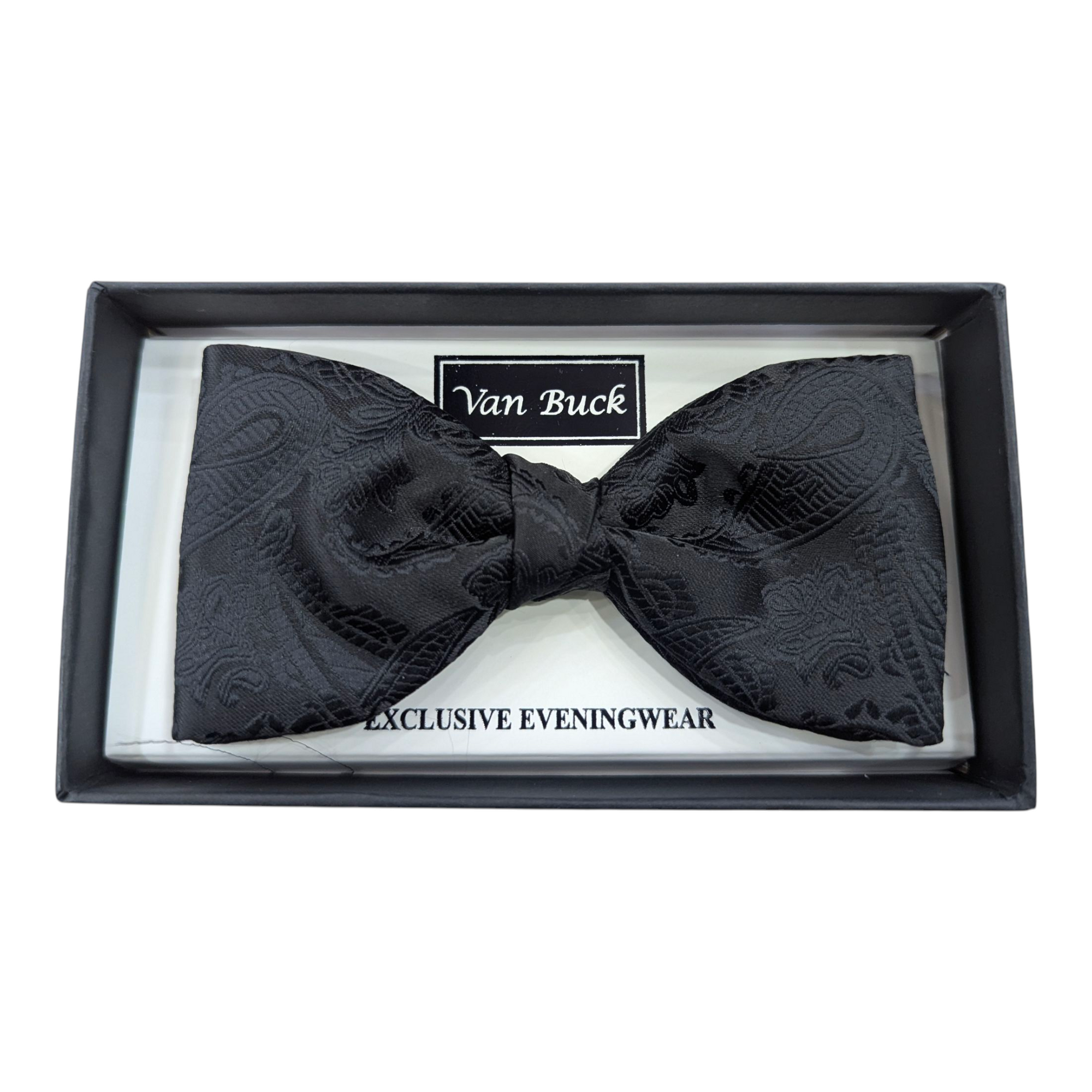 Van Buck Black Paisley Satin Bow Made in England