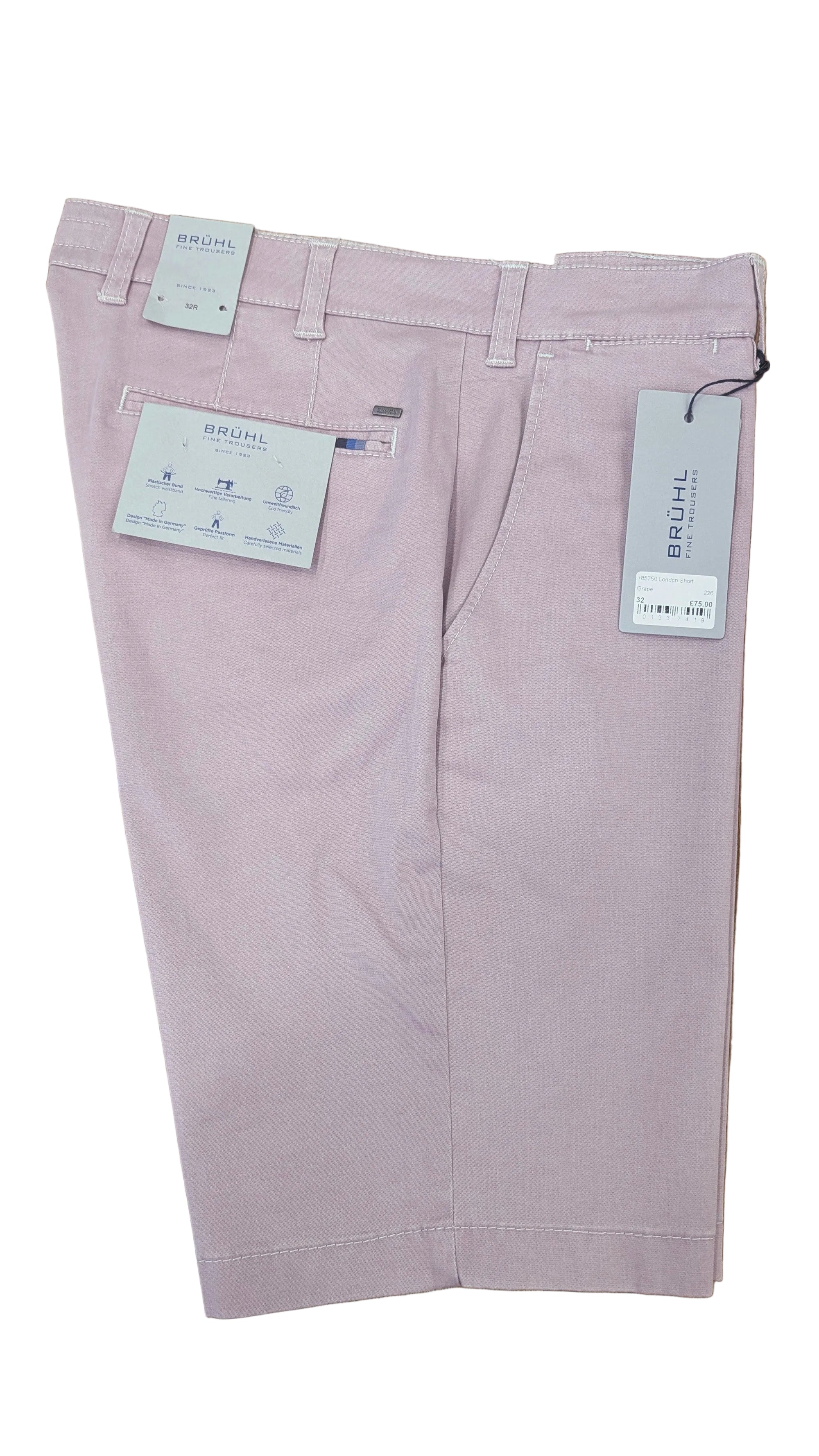 Bruhl London Stretch Chino Short in Grape 185750