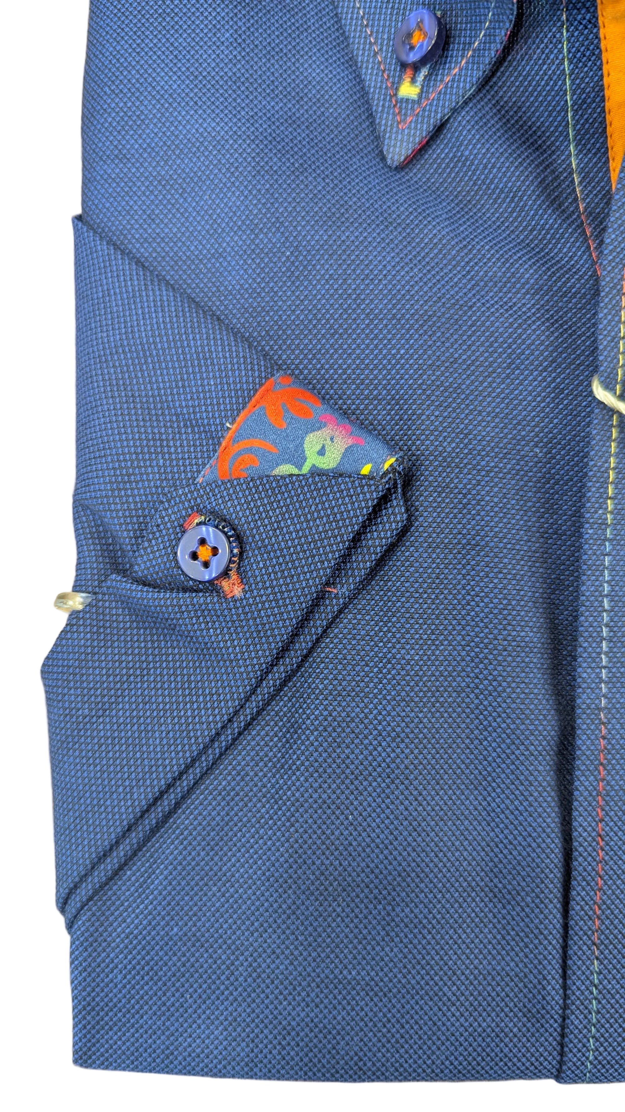 Shirt with multi print colour trim