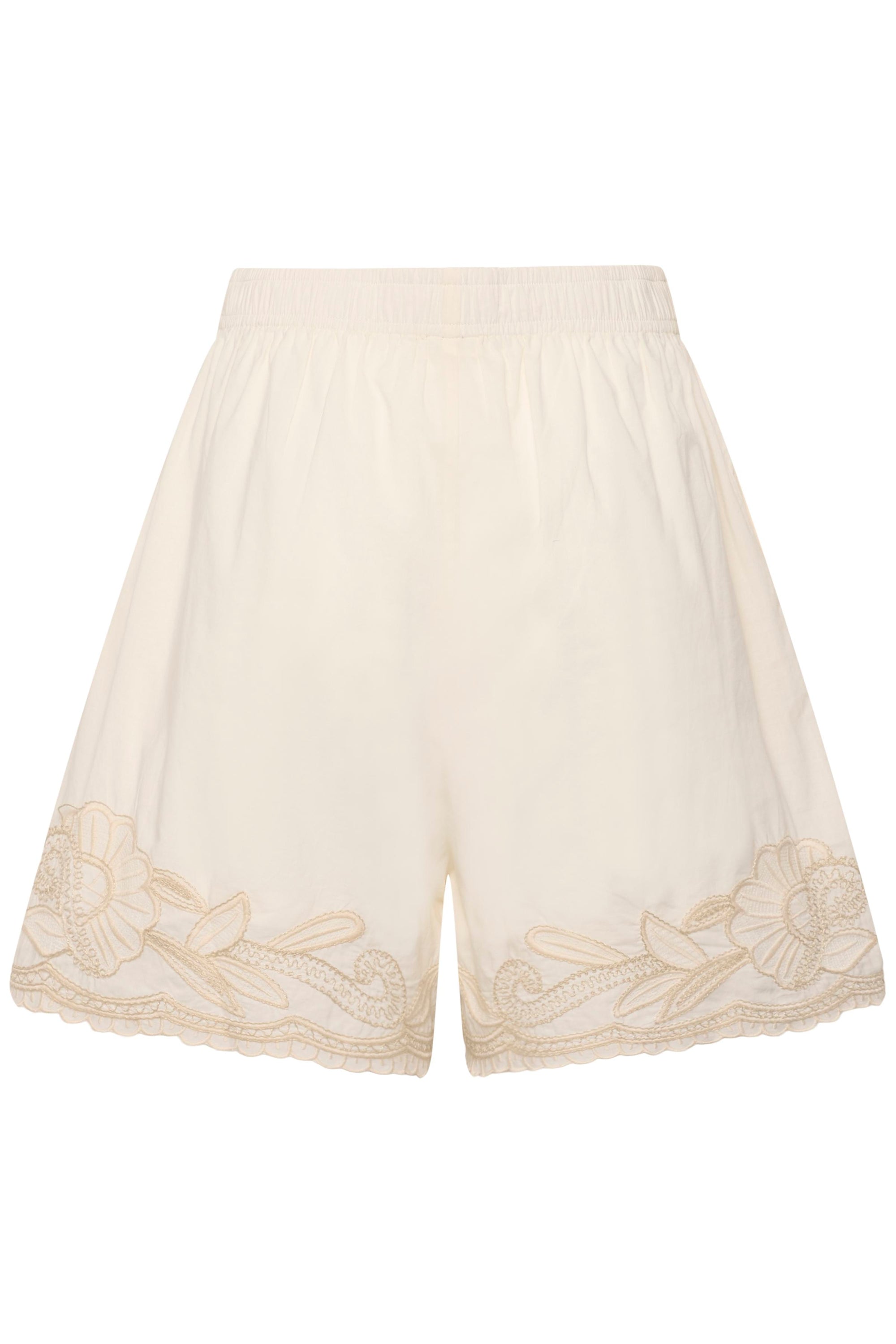Part Two BitjaPW Shorts in Whisper White with French Oak Embroidery