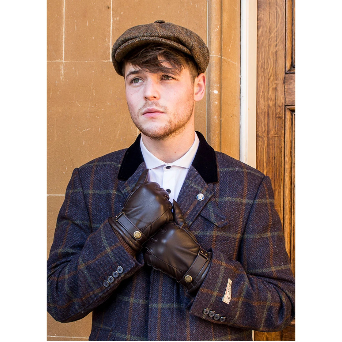 Dents Penrith Wool Blend-Lined Leather Gloves with Knitted Cuffs