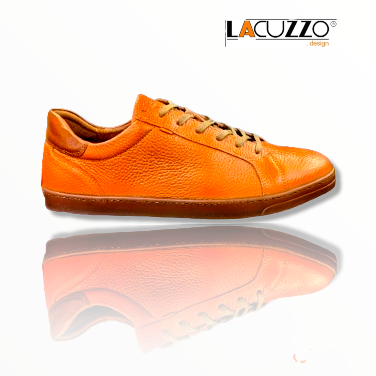 Lacuzzo Luxury Italian Leather Trainers 2964 Orange– Jepsons