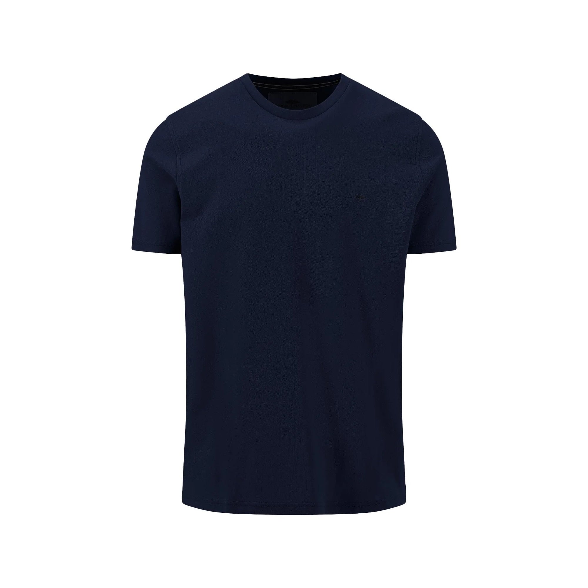 Navy blue t-shirt on a white background