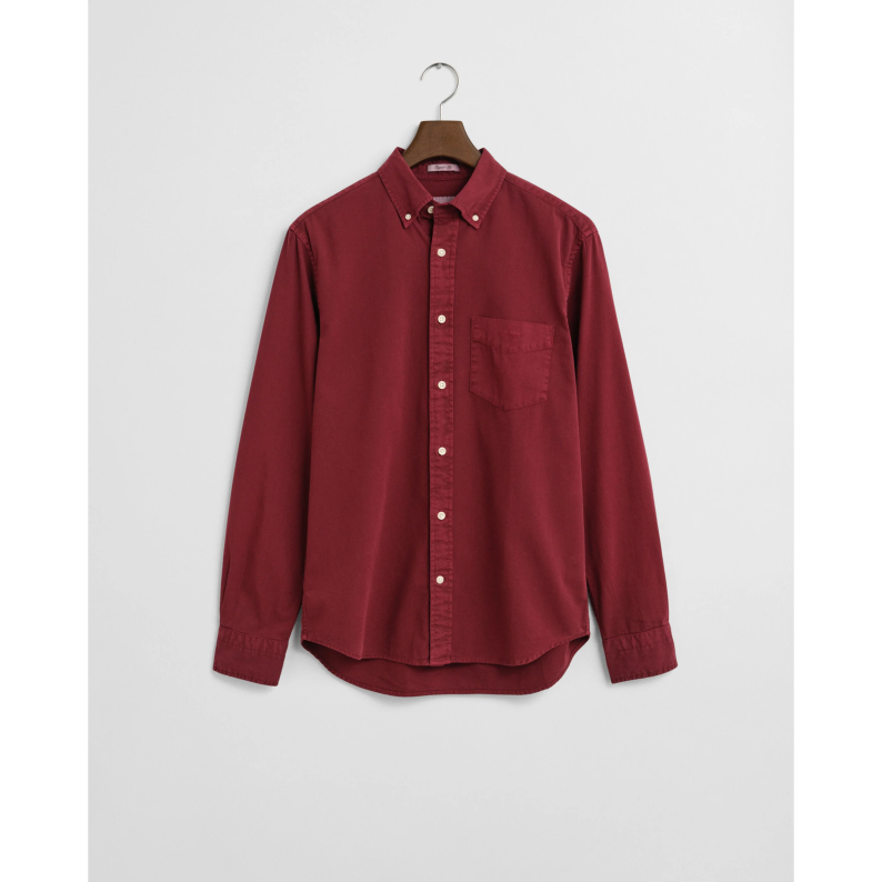 GANT Maroon shirt on a hanger against a white background