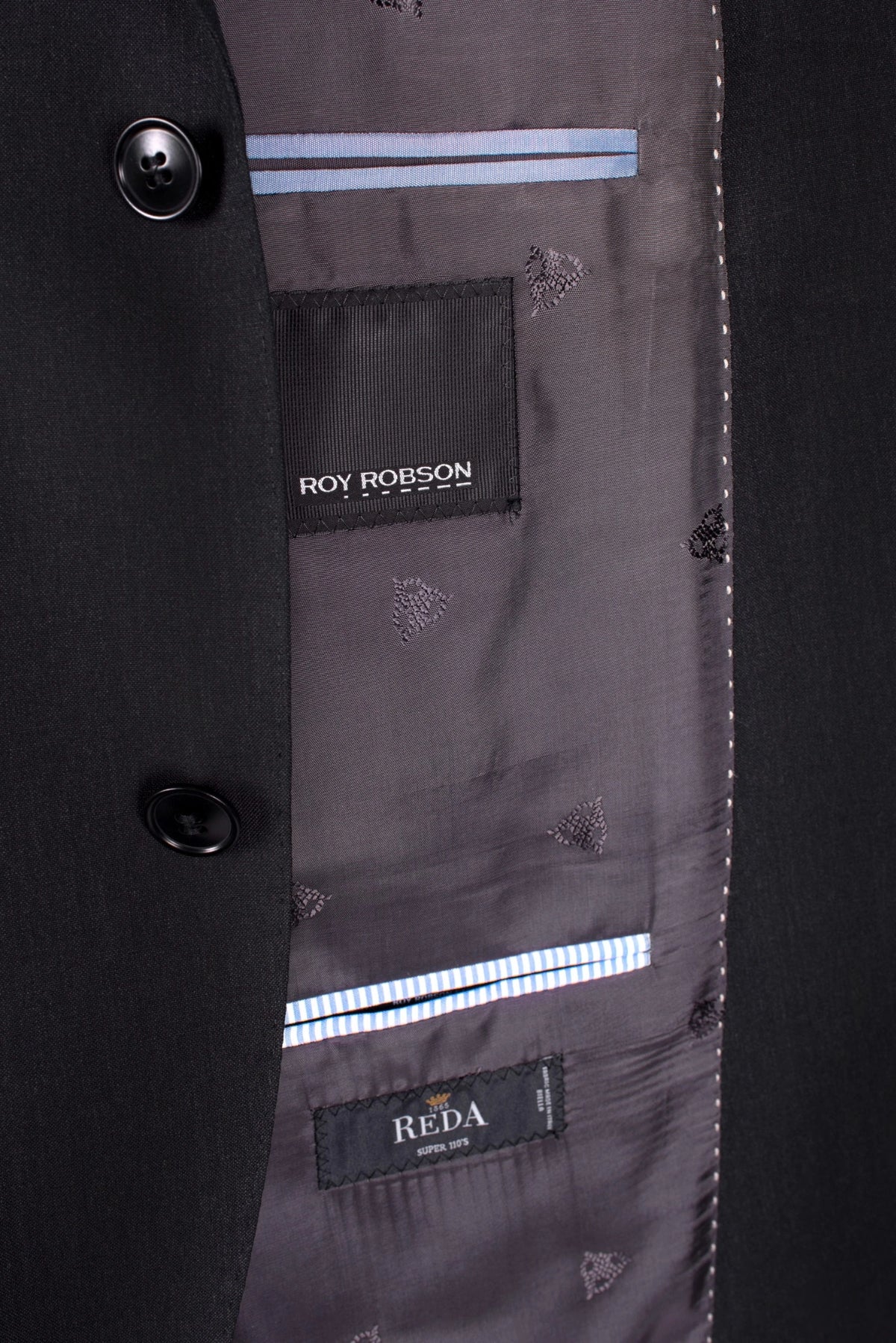 Roy Robson Super 100’s Pure Virgin Wool Suit Jacket – Black 5000