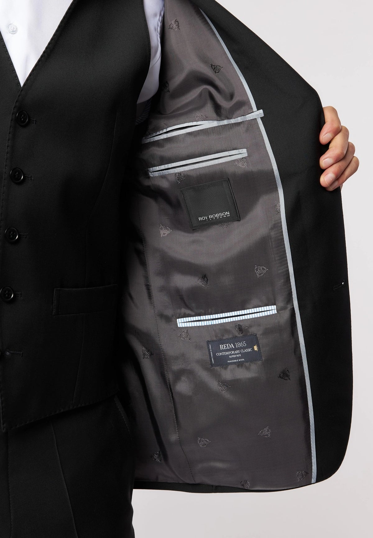 Roy Robson Super 100’s Pure Virgin Wool Suit Jacket – Black 5000