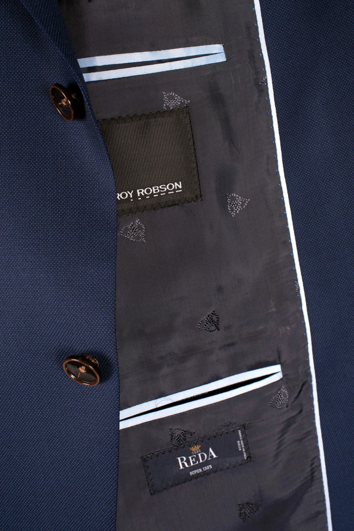 Roy Robson Italian Cloth Super 130’s Pure Virgin Wool Suit Jacket – Dark Blue 5008