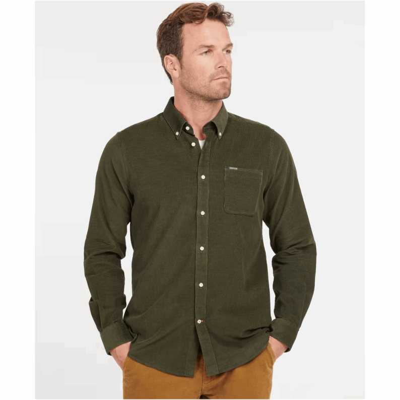 Barbour Ramsey Tailored Micro Cord  Shirt – Forest