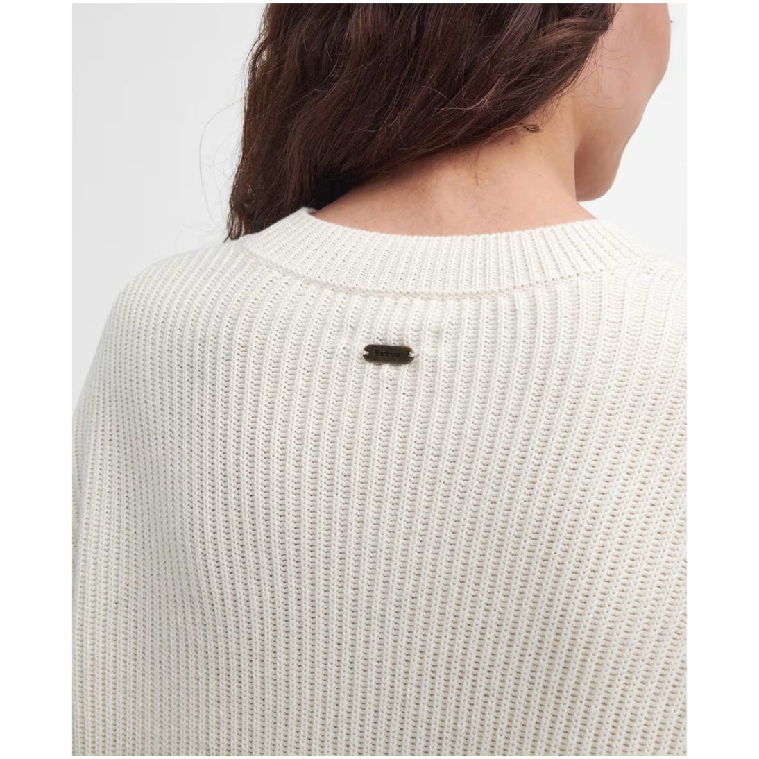 Barbour Rib-Stitch Crew Neck Jumper Ecru LKN1571WH51