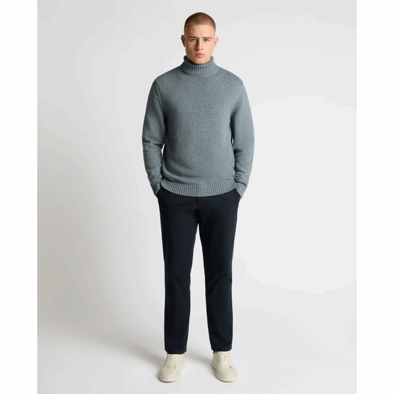Remus Uomo Men's Roll Neck Dark Green Cotton Sweater