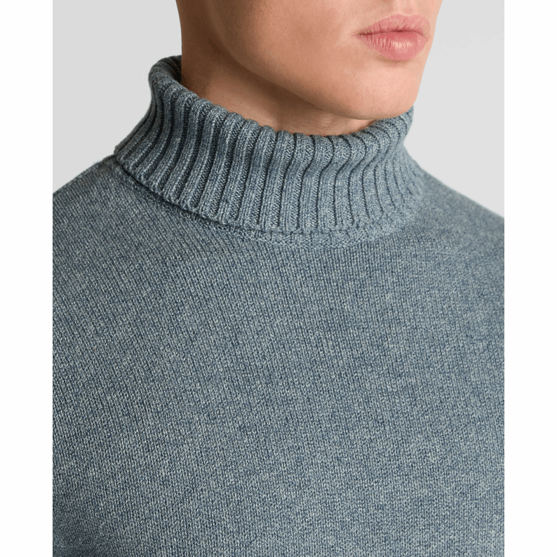 Remus Uomo Men's Roll Neck Dark Green Cotton Sweater