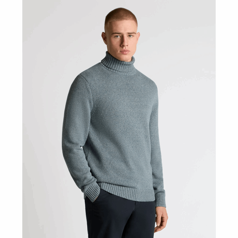 Remus Uomo Men's Roll Neck Dark Green Cotton Sweater