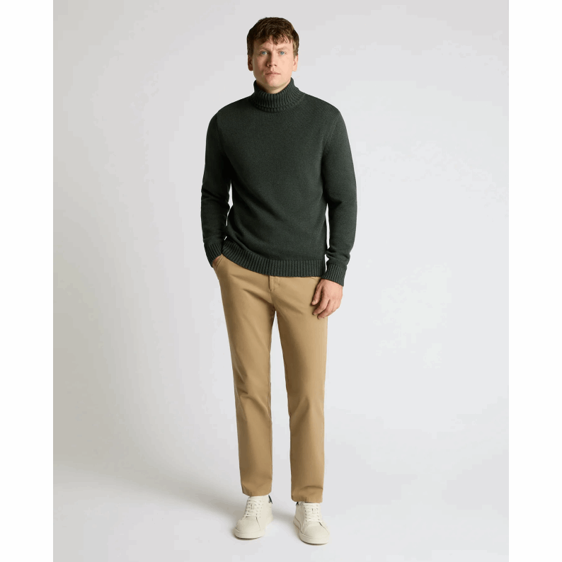 Remus Uomo Men&#39;s Roll Neck Dark Green Cotton Sweater