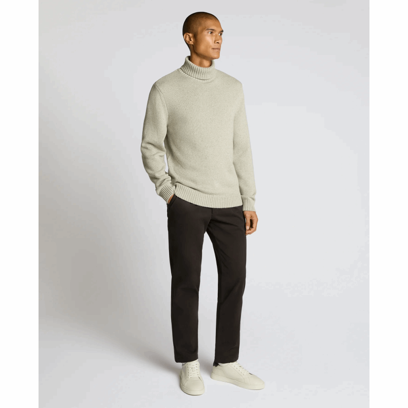 Remus Uomo Men&#39;s Roll Neck Dark Green Cotton Sweater