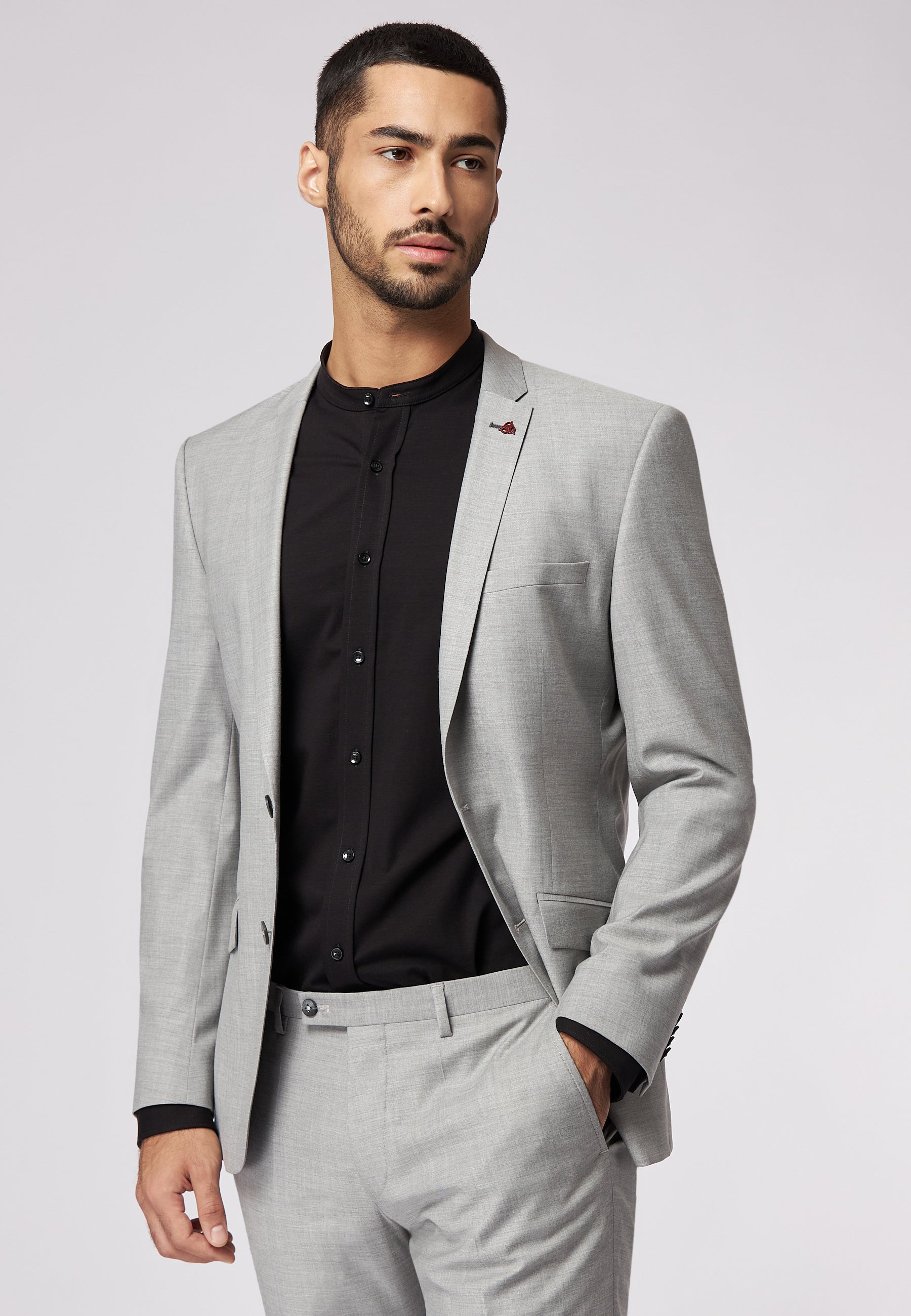 Roy Robson Slim Fit 2-Piece Stretch Virgin Wool Suit in Light Grey 8116