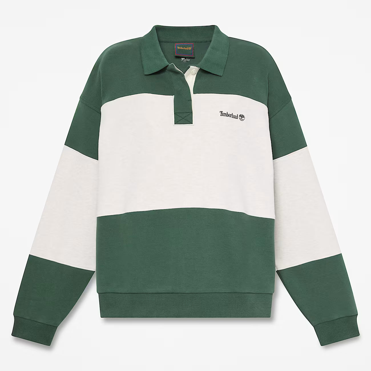 Timberland Rugby Polo Sweatshirt in Dark Green/Light Beige