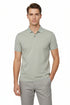 Sage green polo shirt against a white background