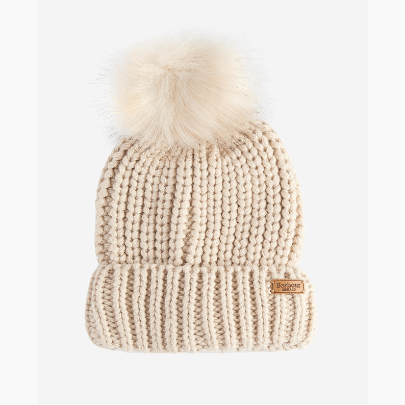 Barbour Saltburn Beanie & Scarf Gift Set in Pearl & Black