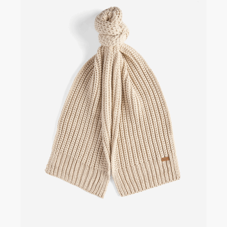 Barbour Saltburn Beanie & Scarf Gift Set in Pearl & Black