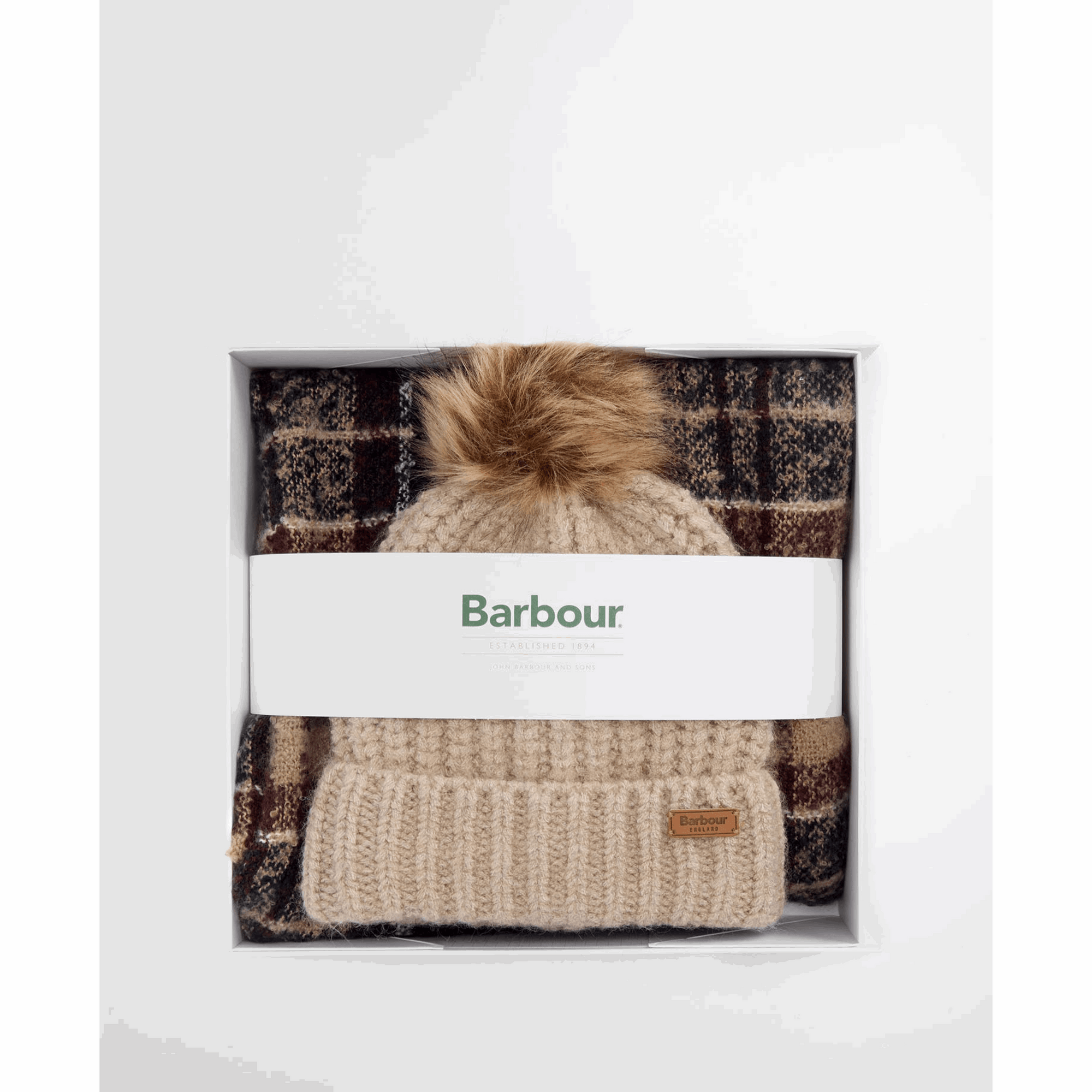 Saltburn Beanie & Tartan Scarf Gift Set Gardenia Tartan LGS0077PI121