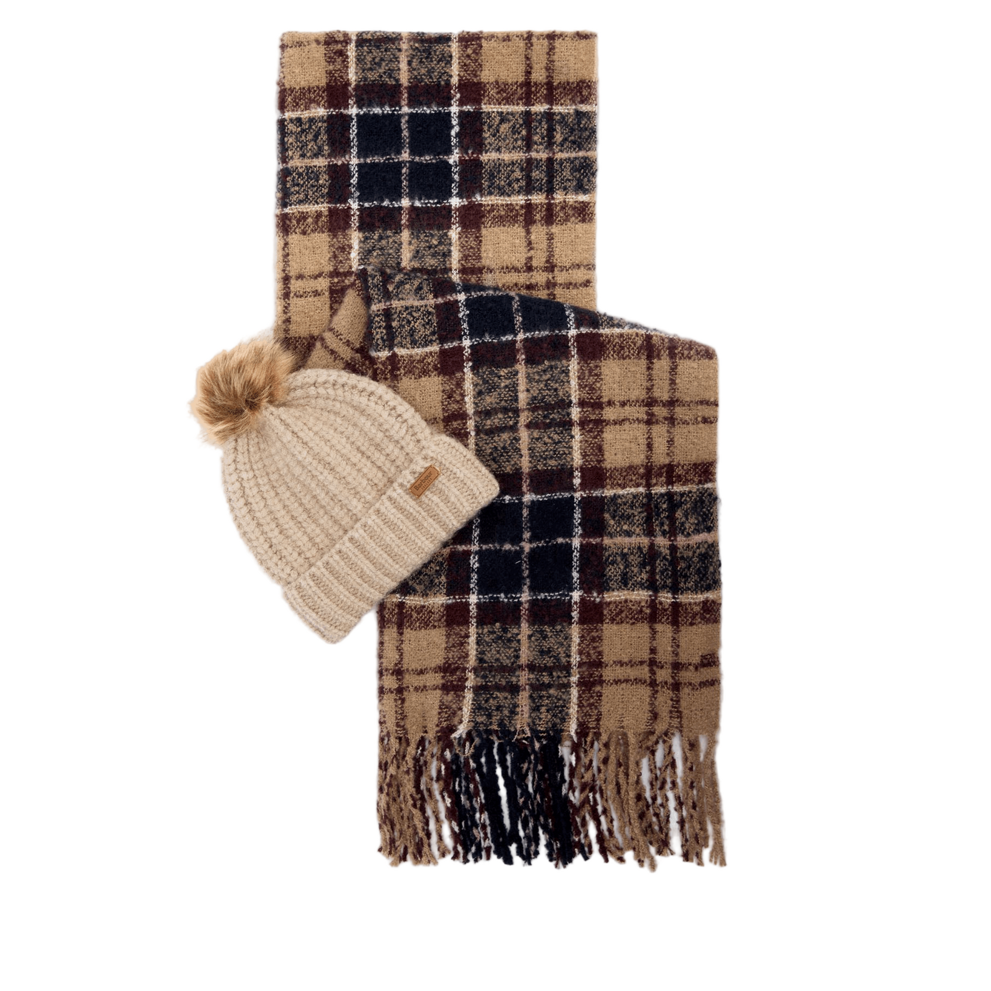 Saltburn Beanie & Tartan Scarf Gift Set Gardenia Tartan LGS0077PI121