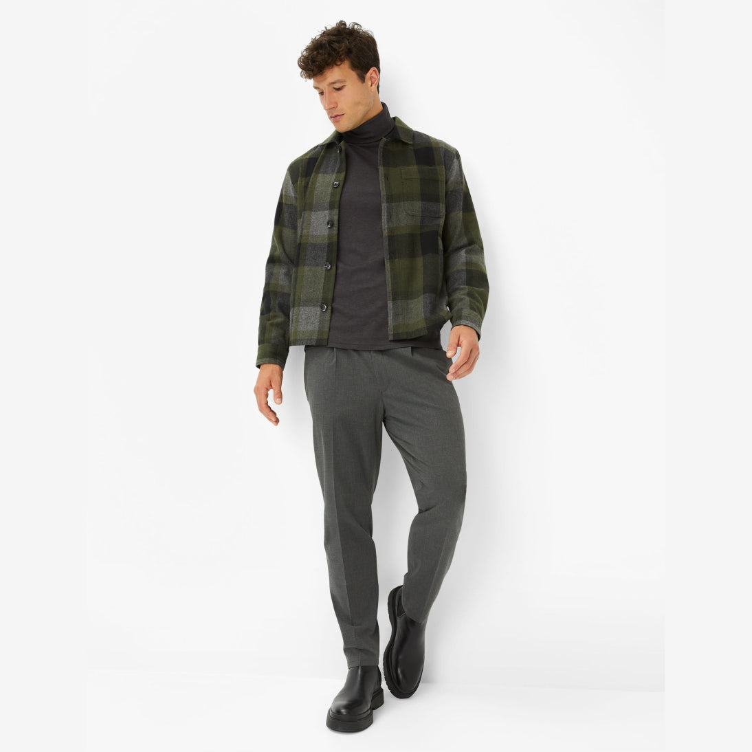 Brax Santiago Wool Mix Shacket Olive 25-2178