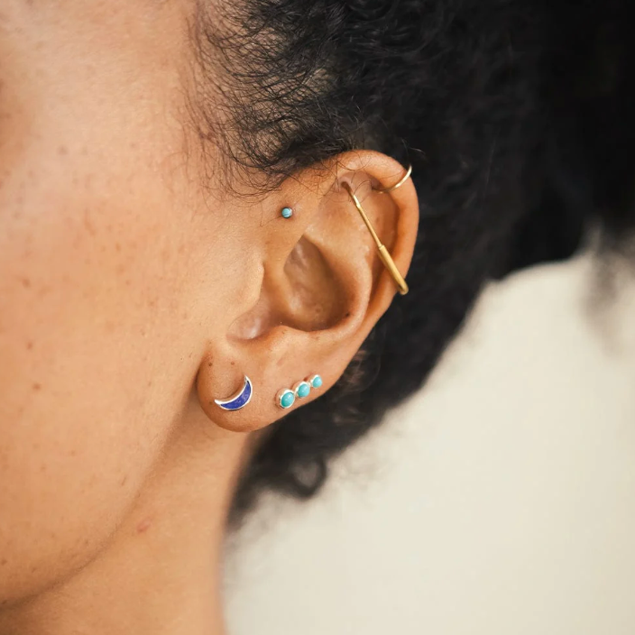 Daisy London Lapis Moon Stud Earrings ST12_SLV