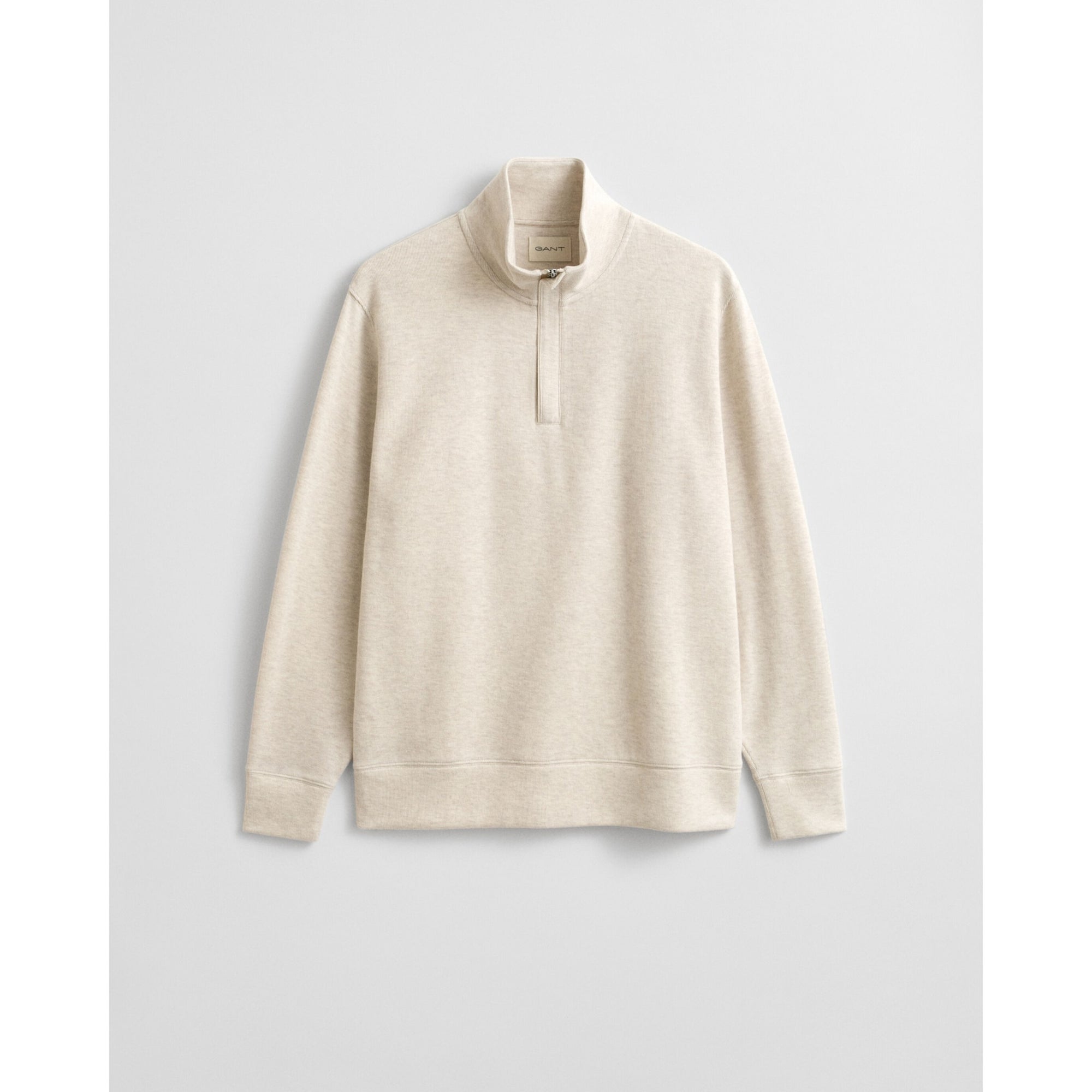 GANT Light Sacker Rib Half-Zip Sweatshirt in Seed Melange 2067102