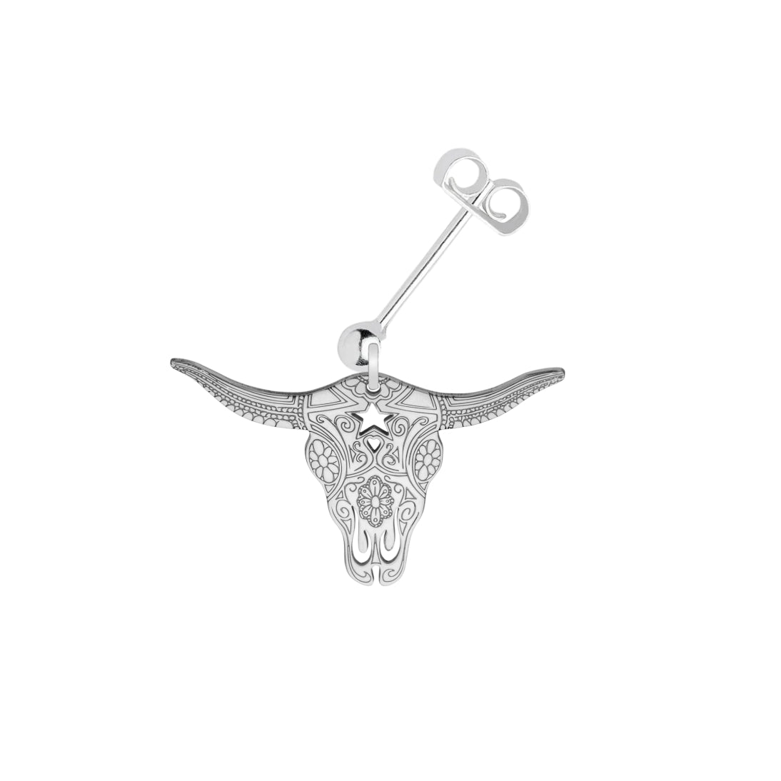 Carter Gore Texas Longhorn Dropper Single Earring Sterling Silver 2 Sizes