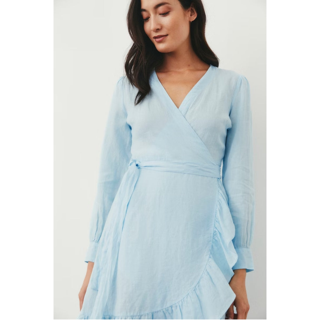 Part Two Sol Pure Linen Wrap Dress in Crystal Blue 30307507