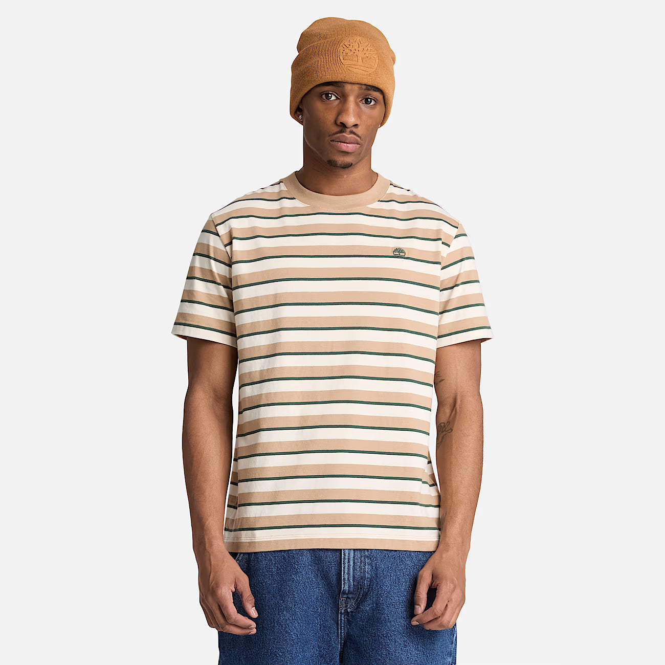 Timberland Stripe Short-Sleeve T-Shirt in Light Brown
