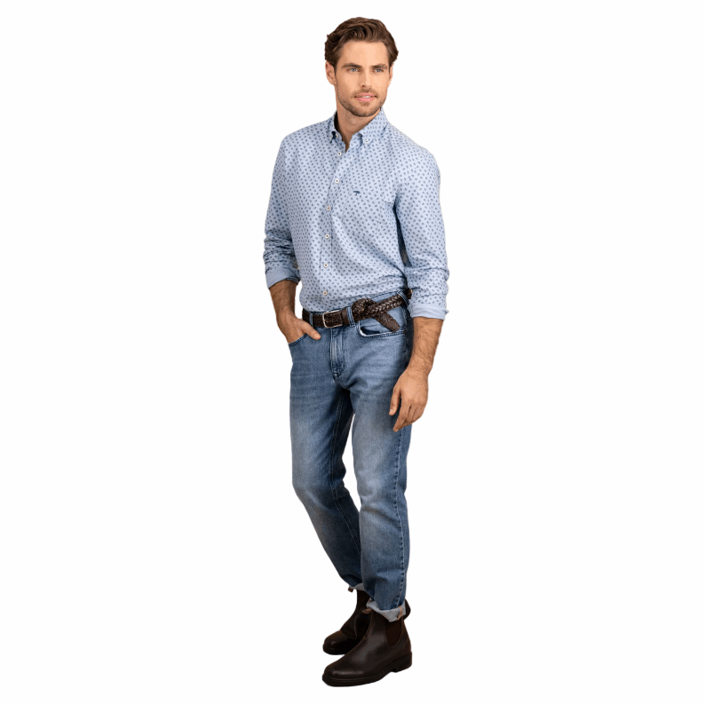 Fynch-Hatton Paisley Button Down Pure Cotton Shirt