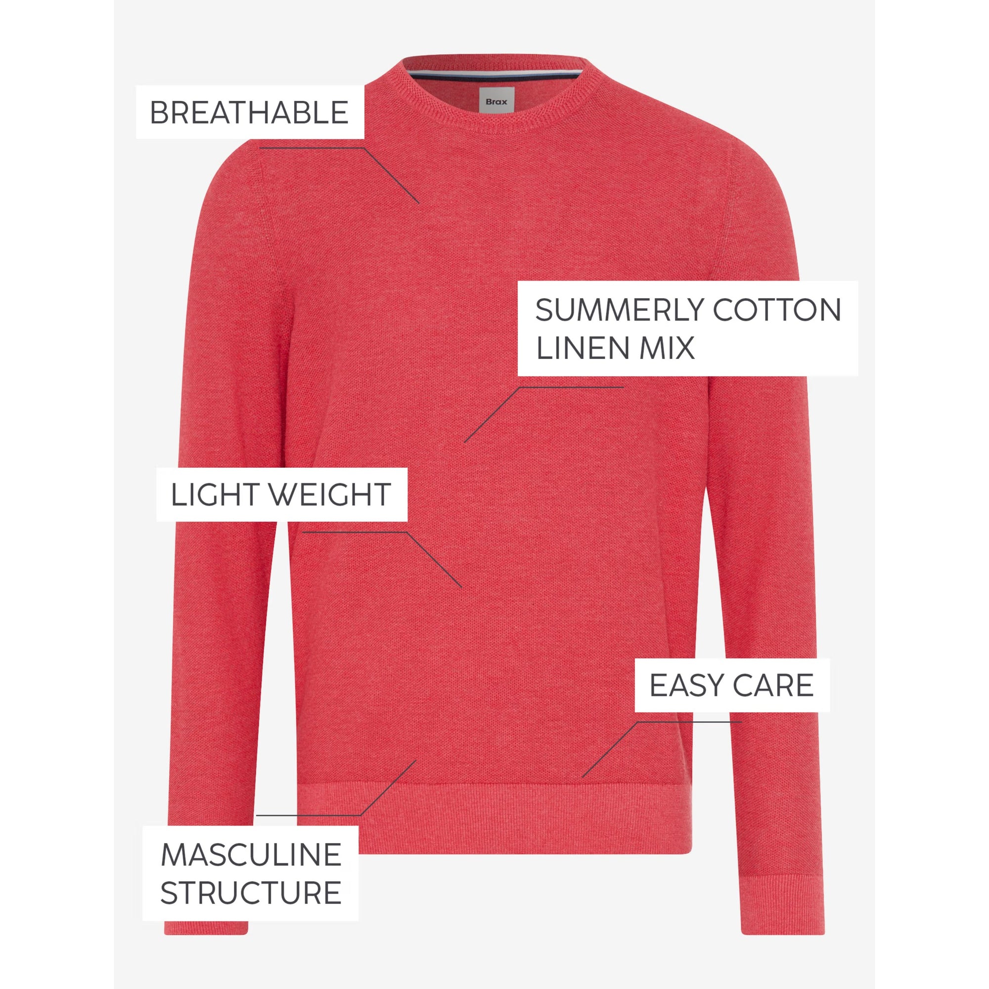 Brax Cotton Linen Crew Neck Jumper Rick 26-4108 Sunset