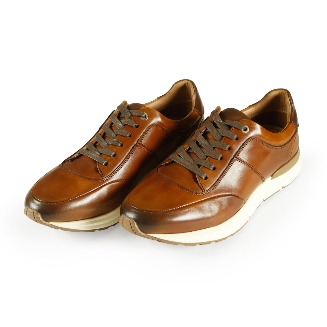 AZOR LA MODE Men's Calabria Smart Leather Trainers ZM3827 Tan