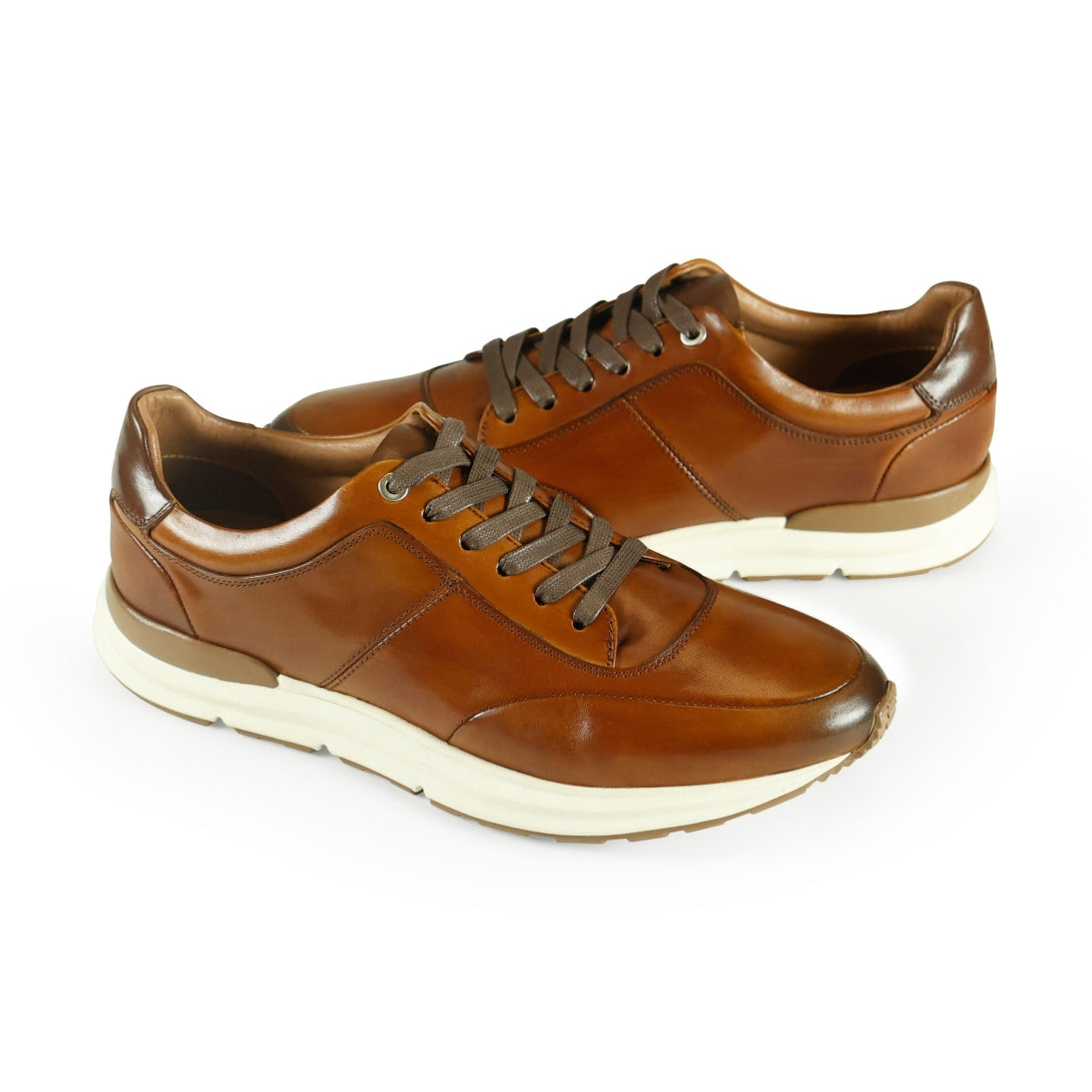 AZOR LA MODE Men's Calabria Smart Leather Trainers ZM3827 Tan