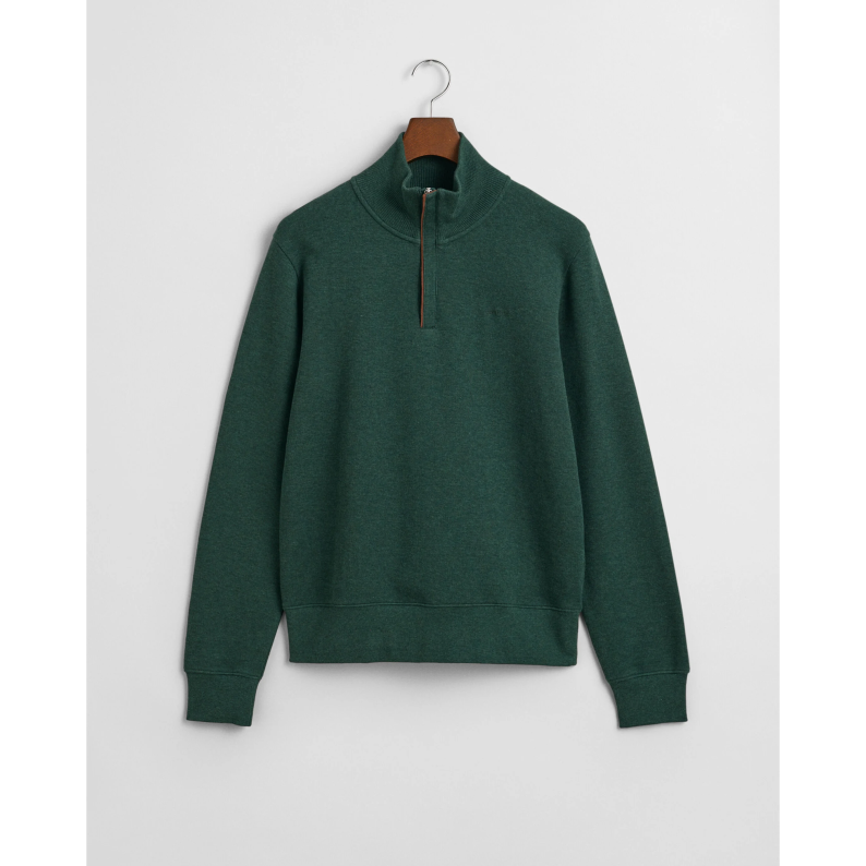 GANT Sacker Rib Half Zip Sweatshirt Tartan Green