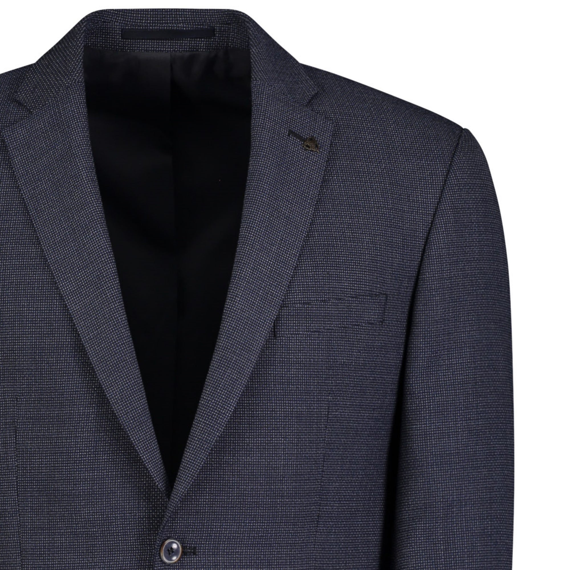Dark blue ribbed sweater on a white background
